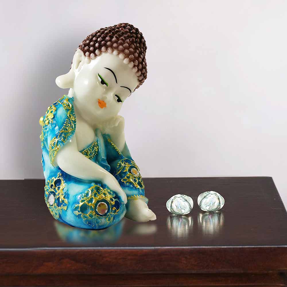 Marble Finish Blue Baby Buddha Idol